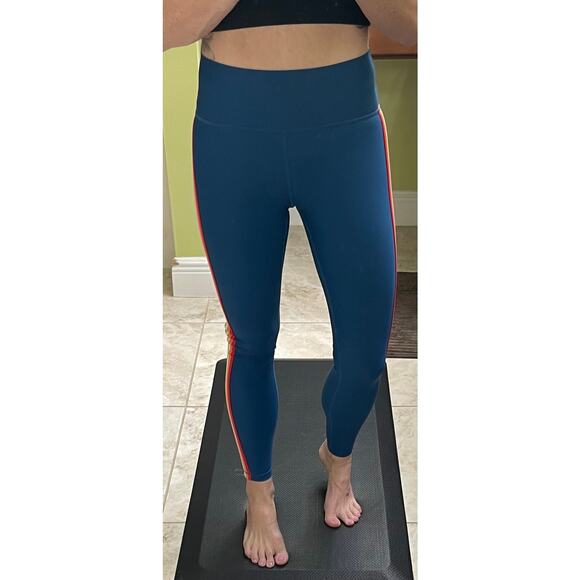 Spiritual Gangster High Rise Blue Rainbow Stripe Legging XS - Picture 3 of 7